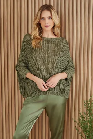 Boatneck Drop Shoulder Long Sleeve Sweater