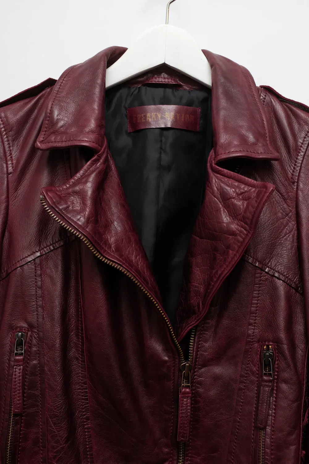 BURGUNDY LEATHER JACKET