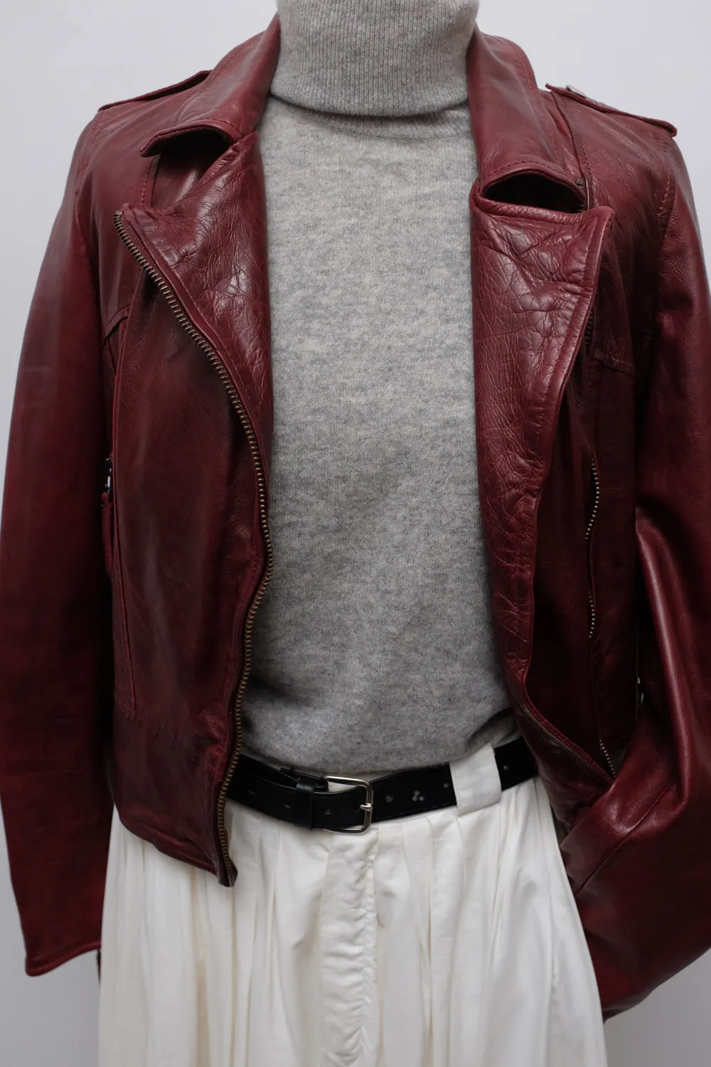 BURGUNDY LEATHER JACKET