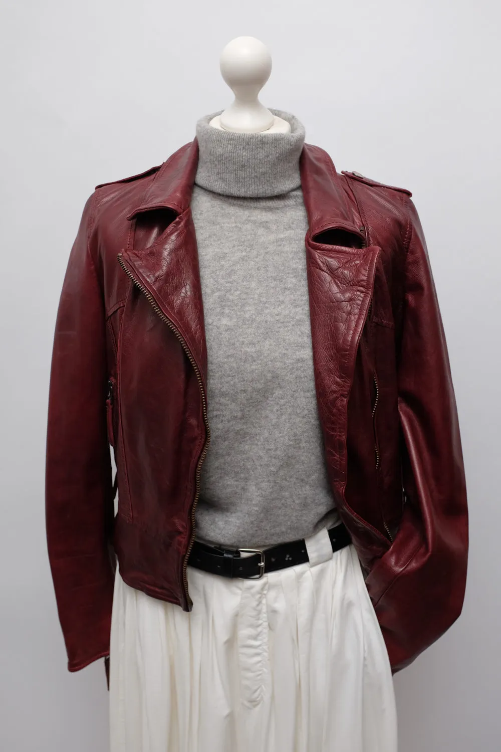 BURGUNDY LEATHER JACKET