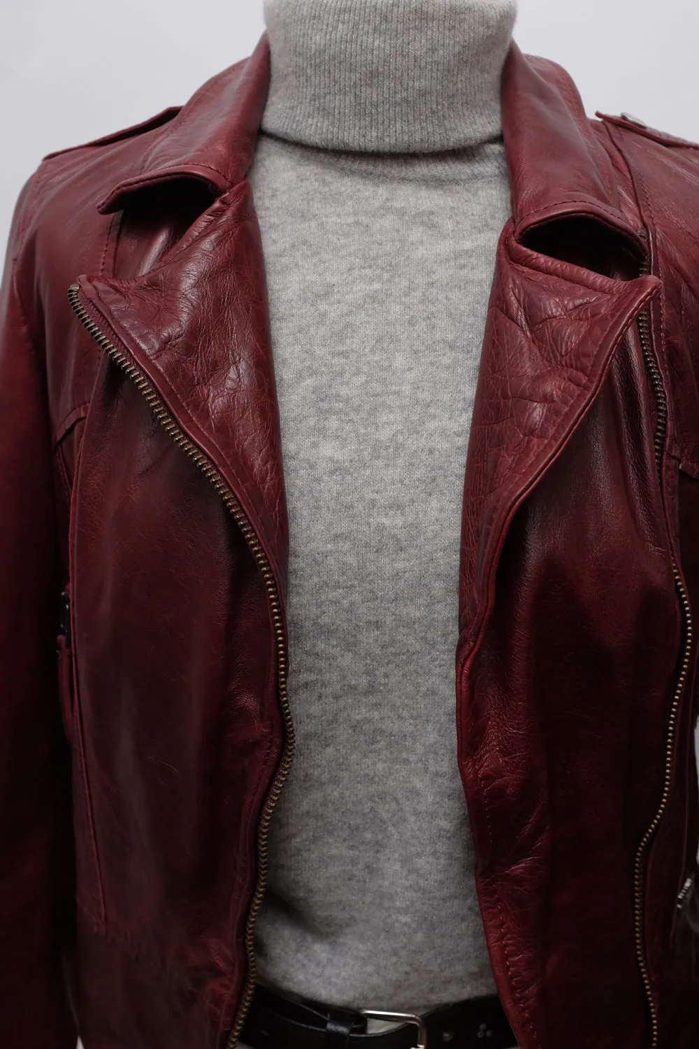 BURGUNDY LEATHER JACKET