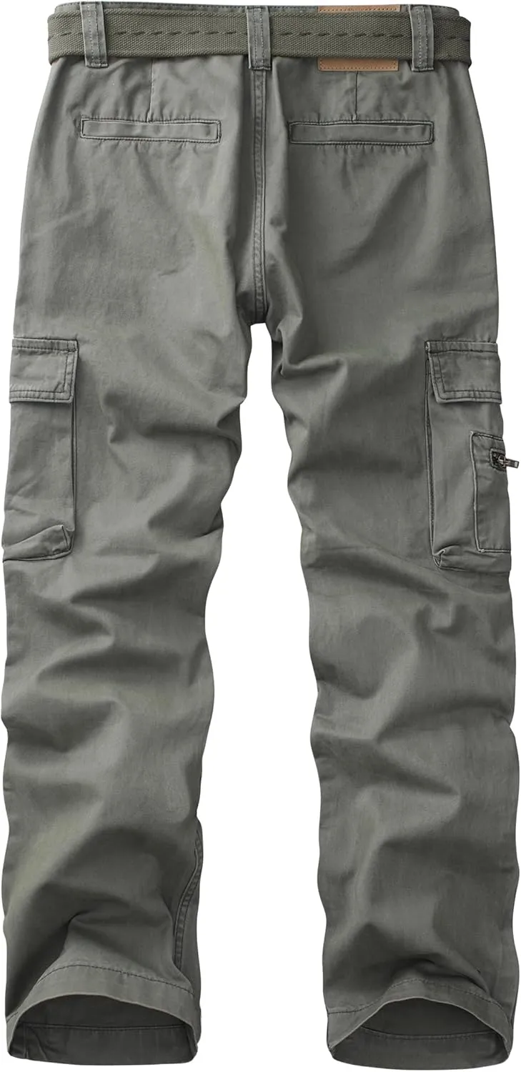 Cargo Pants for Men Relaxed Fit Work Pants Breathable Casual Pants with 8 Pockets No Belt