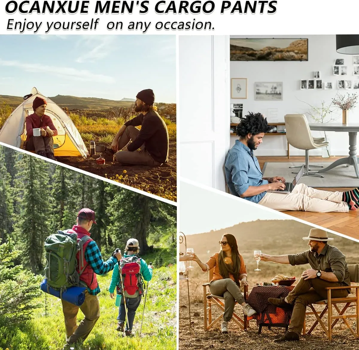 Cargo Pants for Men Relaxed Fit Work Pants Breathable Casual Pants with 8 Pockets No Belt