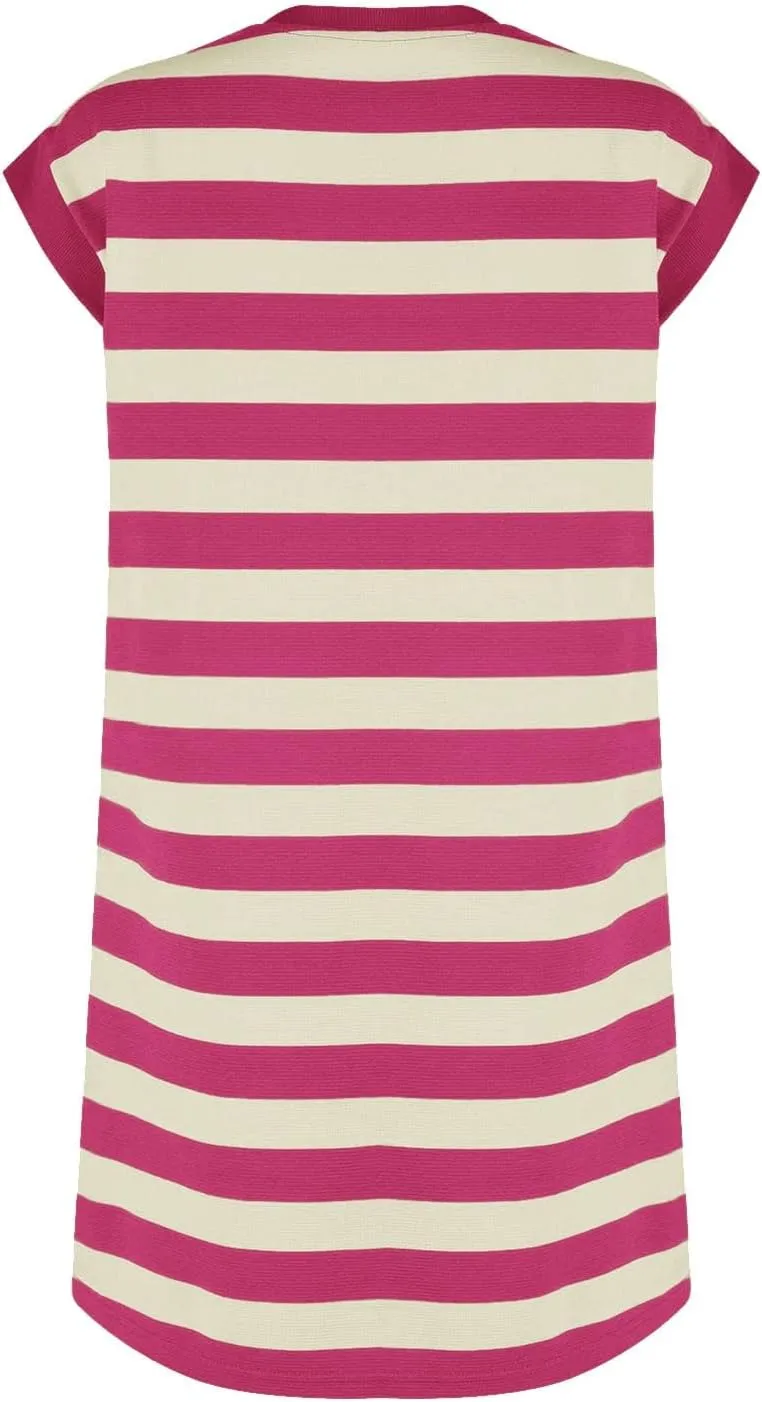 Casual Summer Dresses for Women 2025,Summer Striped Tshirt Short Dress Loose Cap Sleeves Round Neck Tshirt Beach Dresses