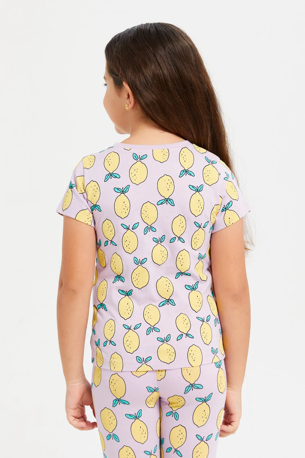 Girls Lilac Lemon Printed T-Shirt