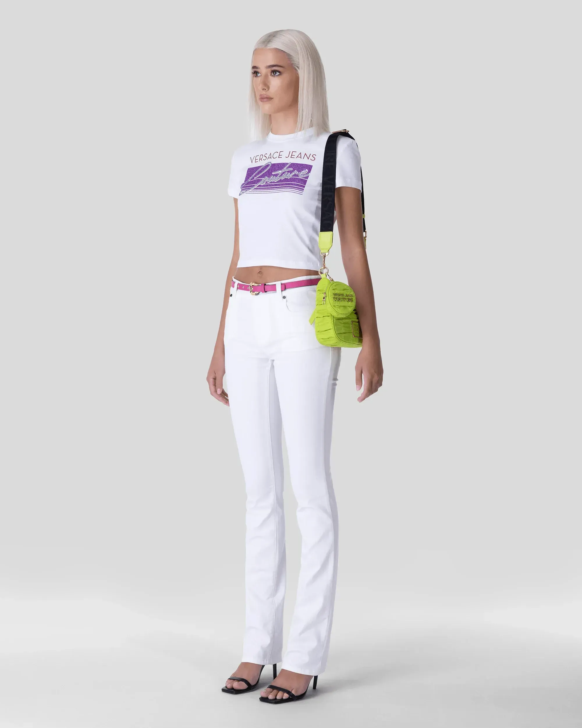 Glitter Logo Printed Cropped T-shirt