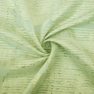 Green-Gold Nylon Blend Metallic Abstract Organza Jacquard Woven Fabric