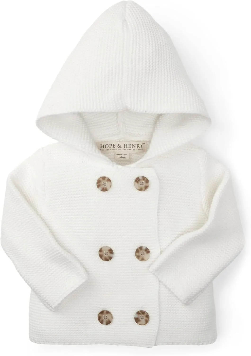 Hope & Henry Layette Baby Long Sleeve Button Front Hooded Sweater