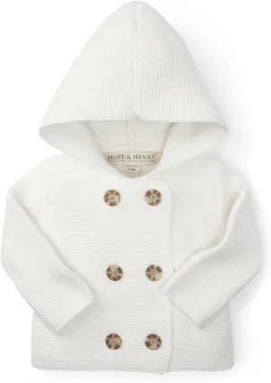 Hope & Henry Layette Baby Long Sleeve Button Front Hooded Sweater