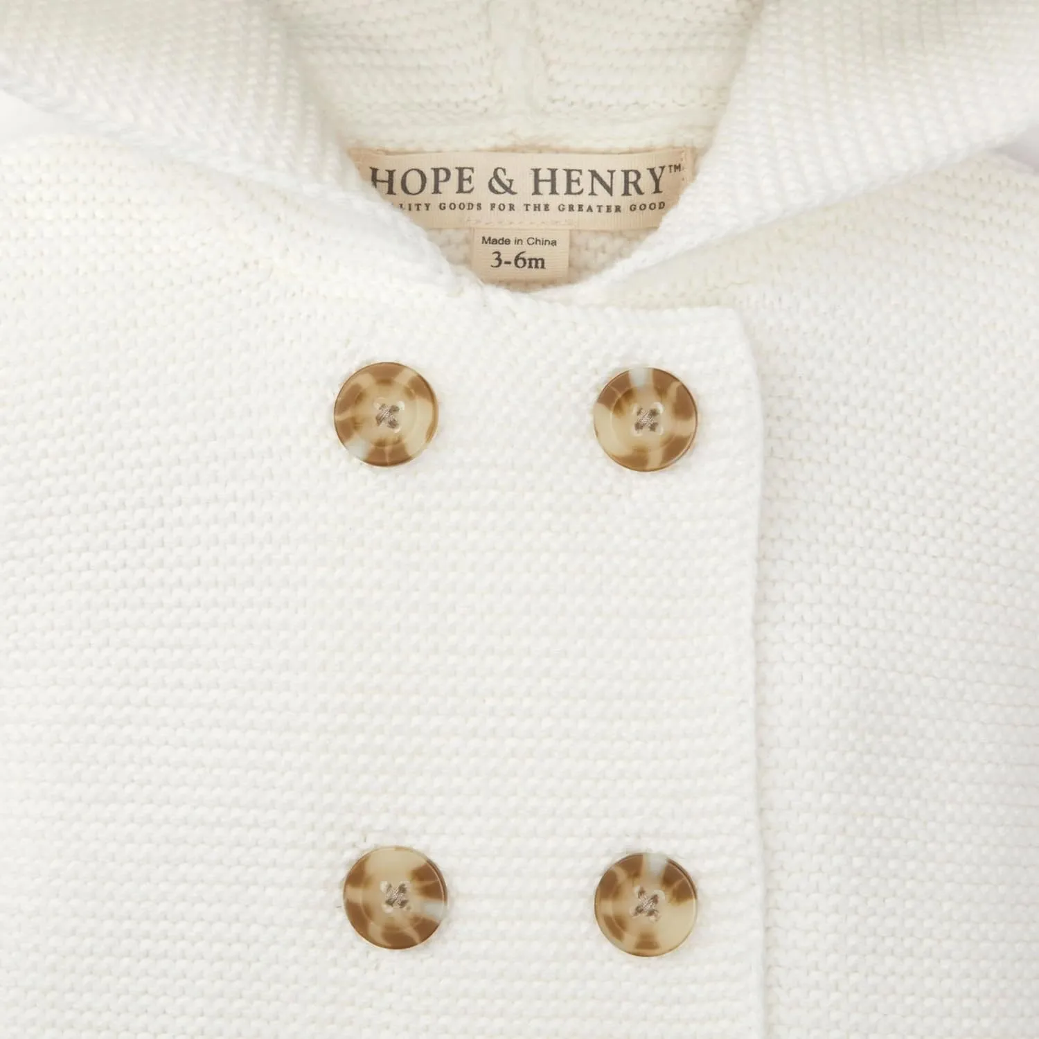 Hope & Henry Layette Baby Long Sleeve Button Front Hooded Sweater