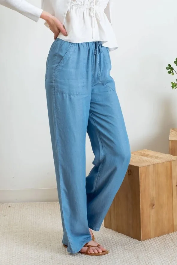 Keeping Cozy Chambray Pants