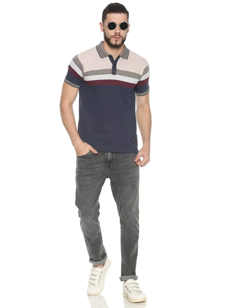 Khaki Cotton blend Printed Polos