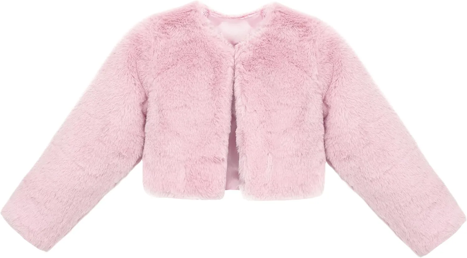 Lilax Girls Cozy Faux Fur Long Sleeve Crew Neck Dress Coat