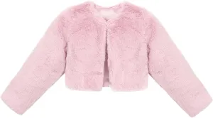 Lilax Girls Cozy Faux Fur Long Sleeve Crew Neck Dress Coat