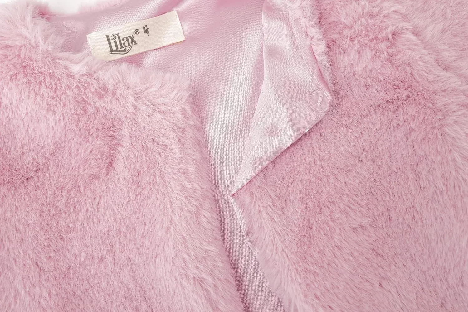 Lilax Girls Cozy Faux Fur Long Sleeve Crew Neck Dress Coat
