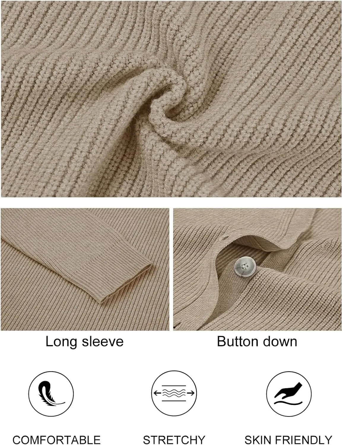 MEROKEETY Women's Cardigan Sweaters 2025 Fall Open Front Oversized Button V Neck Loose Soft Knit Outwear