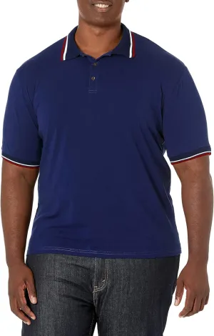 MLANM Men's Polo Regular-Fit Quick-Dry Golf Striped Short Sleeve Collared T-Shirts