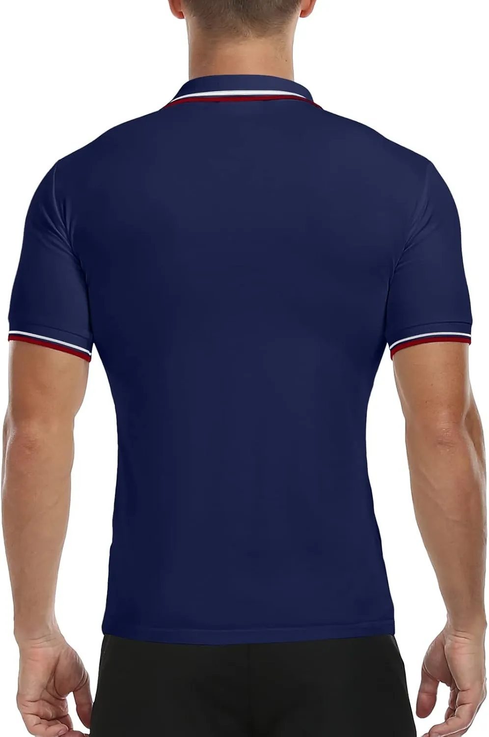 MLANM Men's Polo Regular-Fit Quick-Dry Golf Striped Short Sleeve Collared T-Shirts