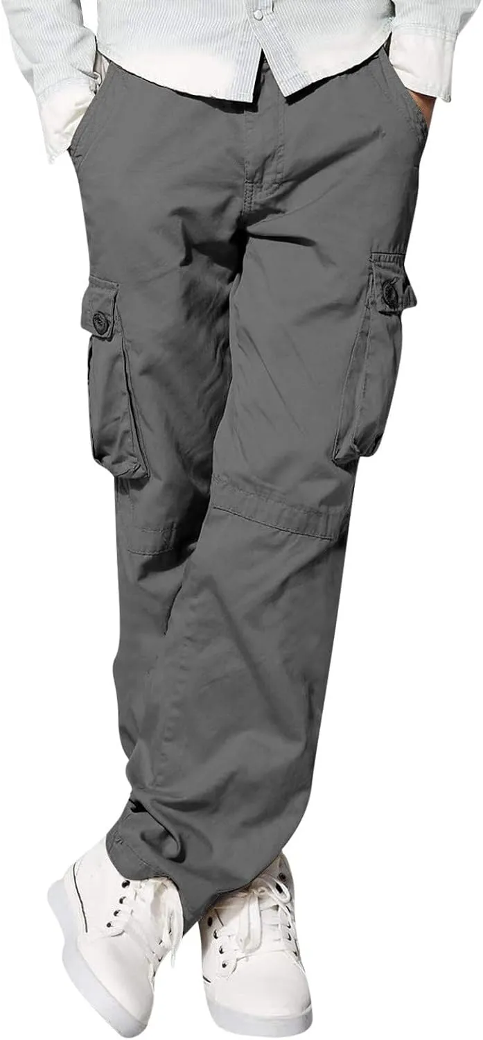 Muscularfit Cargo Pants for Men Outdoor Fashion Cotton Solid Tactical Trousers Multi Pockets Regular Fit Sport Sweatpants