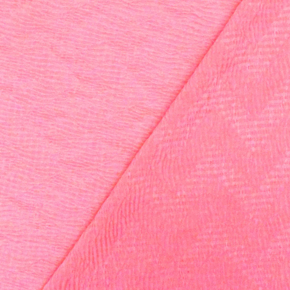 Neon Pink Crinkle Stretch Plisse Polyspan Jersey Knit Fabric