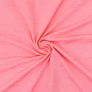 Neon Pink Crinkle Stretch Plisse Polyspan Jersey Knit Fabric