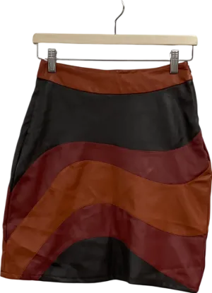 Neon Rose Orange A-line Mini Skirt In Wavy Brown UK XS