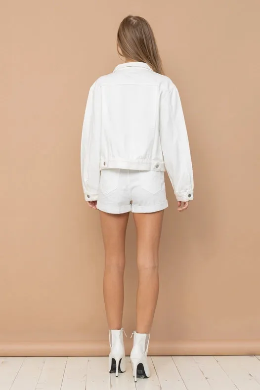 Rhinestone Stars On Denim Jacket  Off White