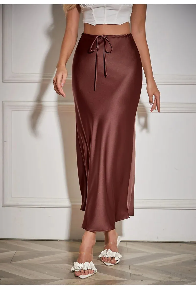 Satin A-line Long Skirt
