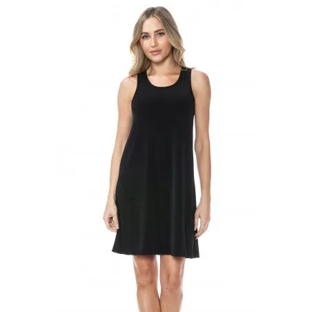 Solid A-Line Dress Navy