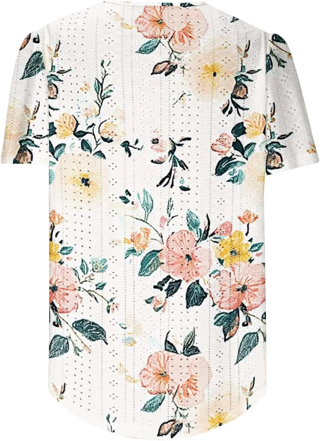 Summer Blouses for Women Short Sleeve Crewneck Fashion Eyelet Tee Tops Lightweight Loose Fit Tunic Shirt
