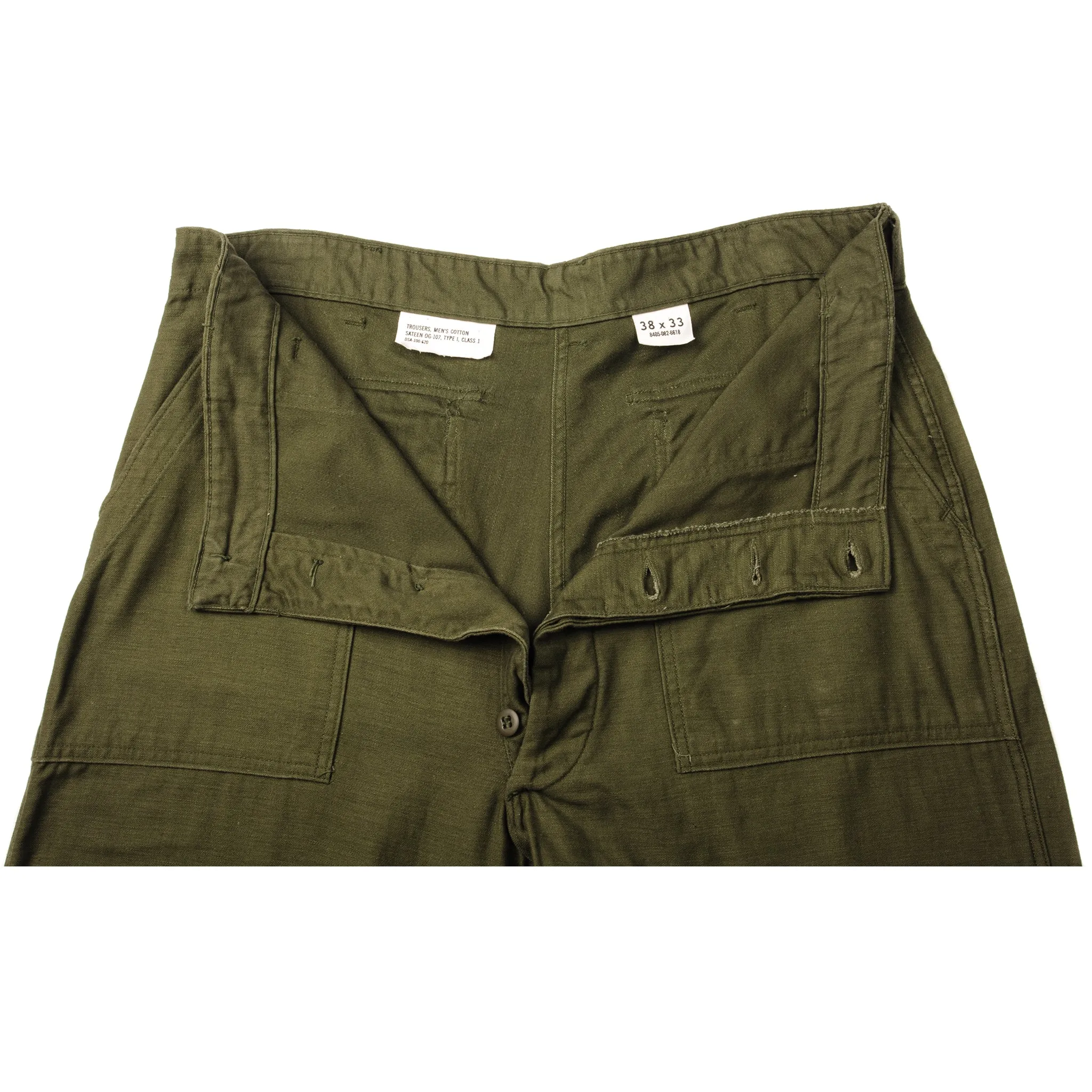 VINTAGE US ARMY UTILITY OG-107 SATEEN TROUSERS PANTS 1966 VIETNAM WAR SIZE W36 L29