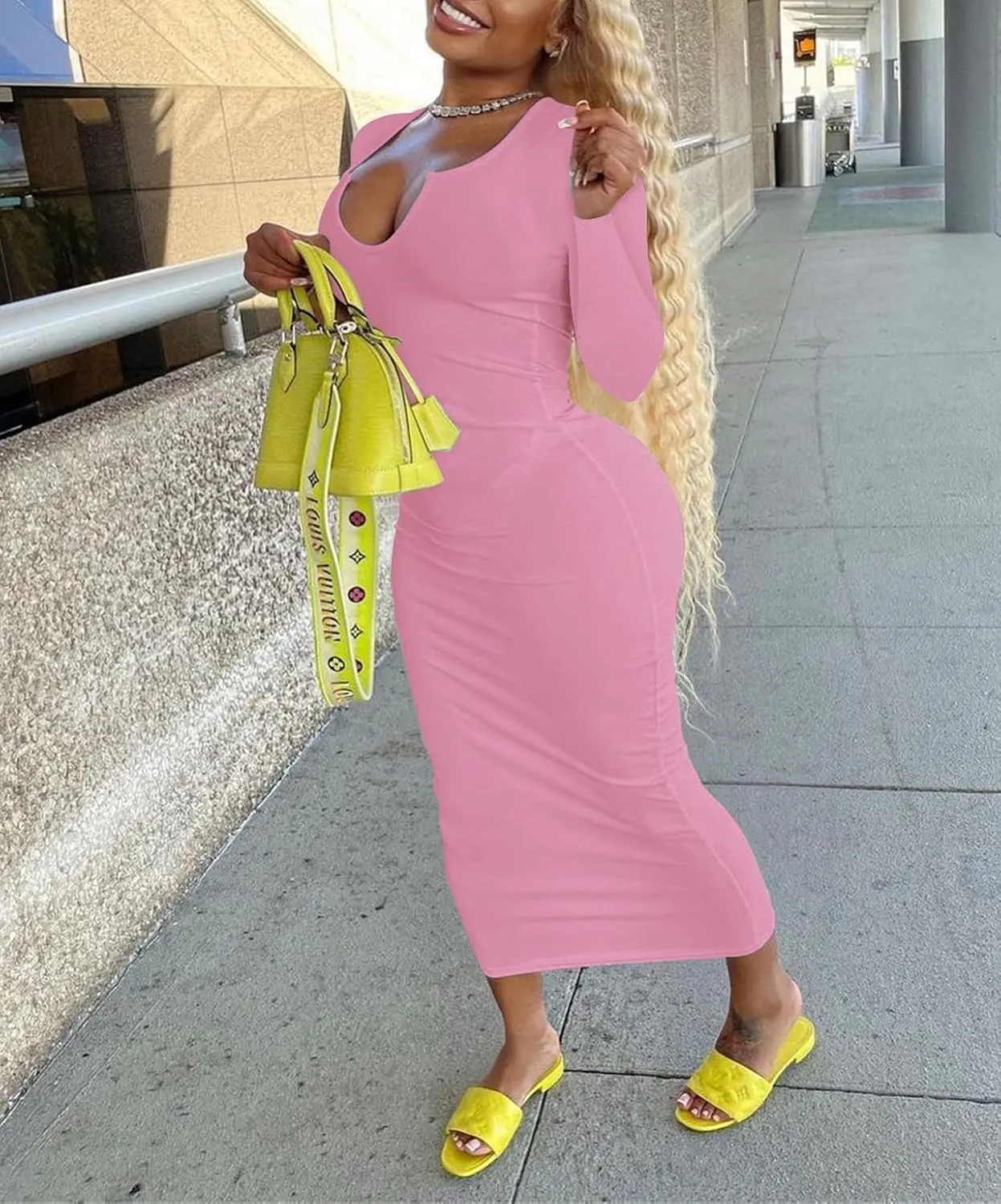 Women Sexy Two Piece Skirt Outfits Long Sleeve/Sleeveless V Neck Bodycon Ribbed Knitted Maxi Club Party Dress