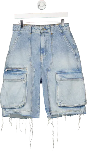 Zara Light Blue Denim Cargo Shorts UK 10